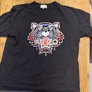 Kenzo Black Tee with Vibrant Tiger Design